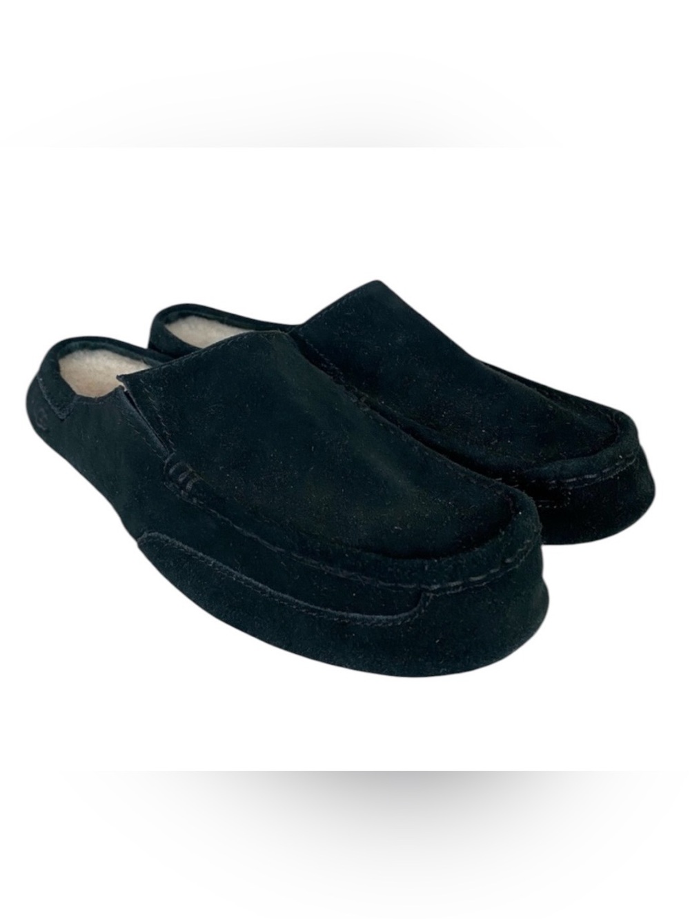 NWOT UGG Alamar Men Clog Slippers 9 slip on Black Suede Shearling Sheepskin